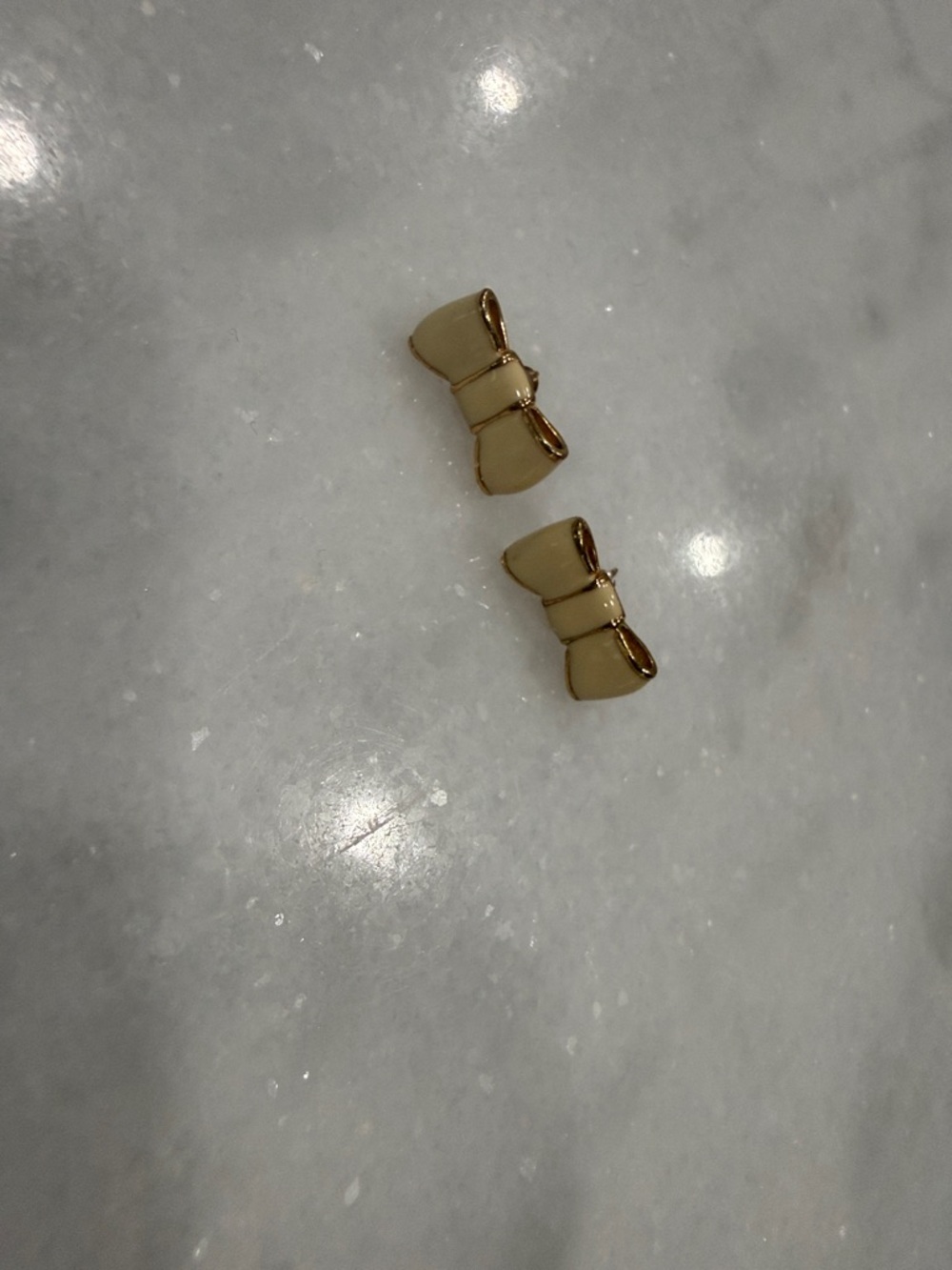 kate spade Cream Bow Stud Earrings with Gold Trim